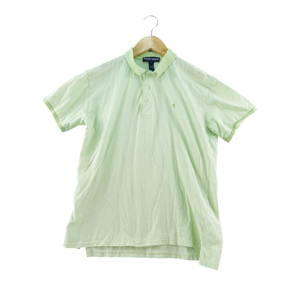 Vintage Ralph Lauren‎ Golf Polo Shirt Mens M Striped Light Green Short Sleeve